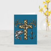 Faith Fishing Hunting Camo Cross With Hook B Chris Kaart (Gele Bloem)