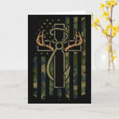 Faith Fishing Hunting Camo Us Flag Cross With Hook Kaart (Gele Bloem)