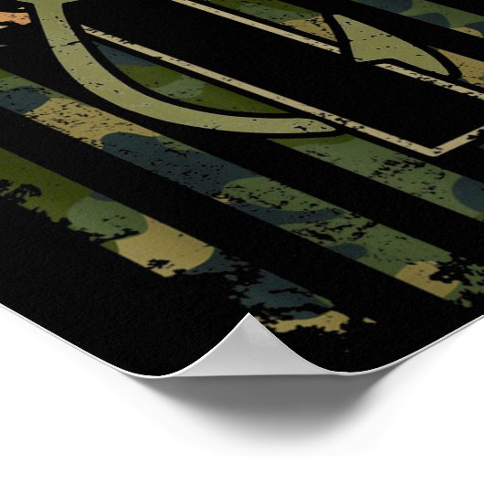 Faith Fishing Hunting Camo Us Flag Cross With Hook Poster (Hoek)