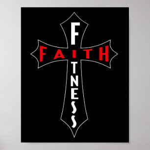 Faith Fitness Cross Christelijk workout Moderne Gy Poster
