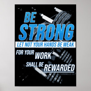Faith Fitness Motivation: wees sterk Christelijk Poster