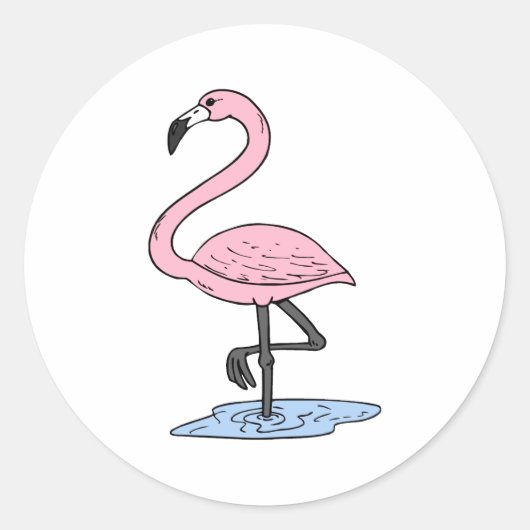 Faith Flamingo Ronde Sticker (Voorkant)