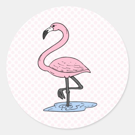 Faith Flamingo Ronde Sticker (Voorkant)