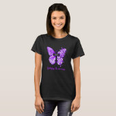 Faith Floral Butterfly Epilepsy Awareness Purple W T-shirt (Voorkant volledig)