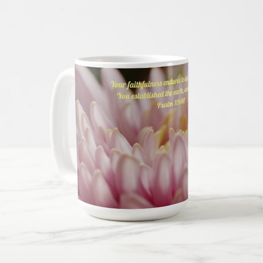 Faith Flower Bible Verse Roze Bloemen Mok Cup (Voorkant links)