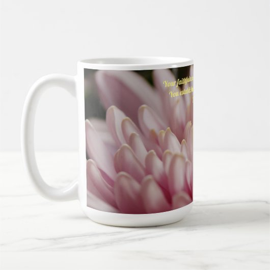 Faith Flower Bible Verse Roze Bloemen Mok Cup (Links)