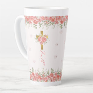 Faith Gift Floral Cross Latte Mok