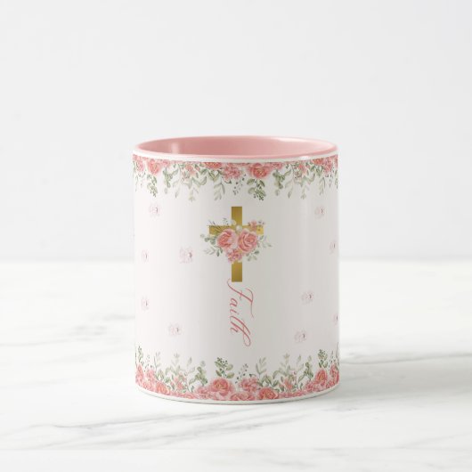 Faith Gift Floral Cross Mok (Midden)