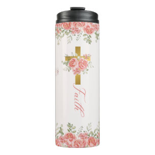 Faith Gift Floral Cross Thermosbeker