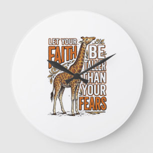 Faith Giraffe Vintage Inspirerende Shirt Ontwerp_1 Grote Klok
