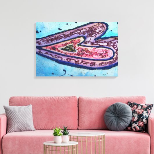 Faith Glitter Hearts Wrapped Canvas Art Print (Insitu (Woonkamer))