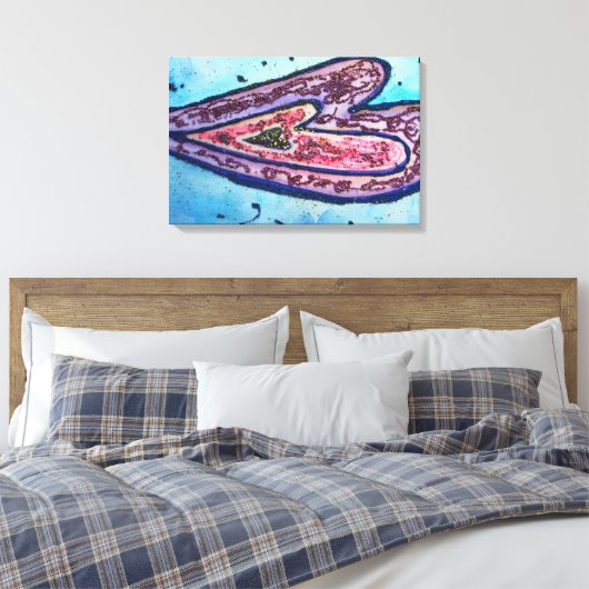 Faith Glitter Hearts Wrapped Canvas Art Print (Insitu (Slaapkamer))