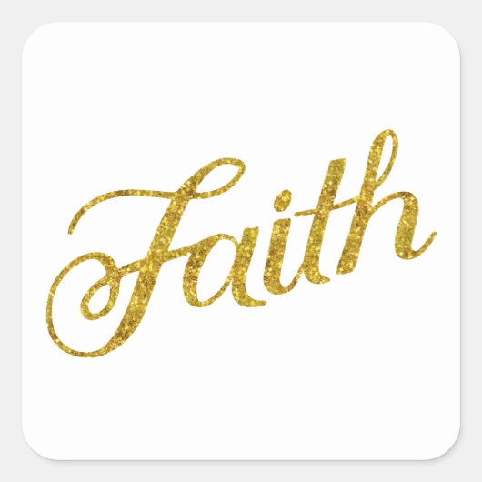 Faith Gold Faux Glitter Metallic Inspirerend Vierkante Sticker (Voorkant)