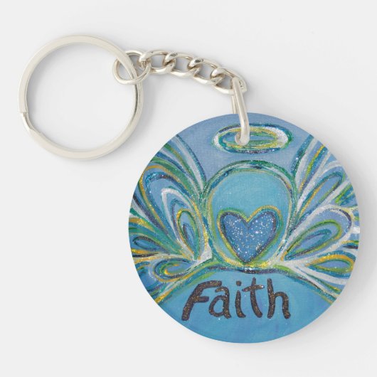 Faith Guardian Angel Word Custom Sleutelhanger (Voorkant)