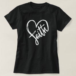 Faith Heart Christelijk Zwart en Wit T-shirt