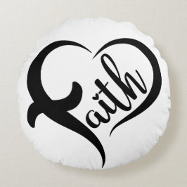Faith Heart Shape Inspirerend zwarte typografie Rond Kussen