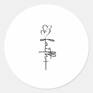 Faith Hearts & Cross Christelijk Faith Design Ronde Sticker