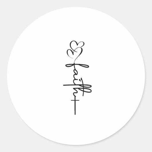 Faith Hearts & Cross Christelijk Faith Design Ronde Sticker (Voorkant)