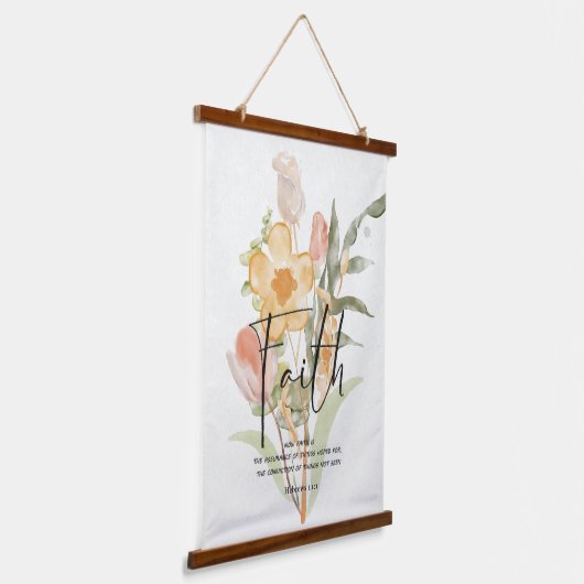 Faith-Hebrews 11:1 Oranje florale bloeding Hangend Wandkleed (Gebogen)