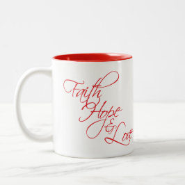 Faith Hope and Love — De drie grootste cadeaus Tweekleurige Koffiemok