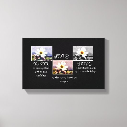 Faith, Hope and Love floral canvas (Voorkant)