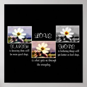 Faith, hope and love floral print