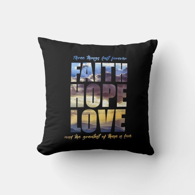 Faith, Hope and Love Pillow Kussen (Voorkant)