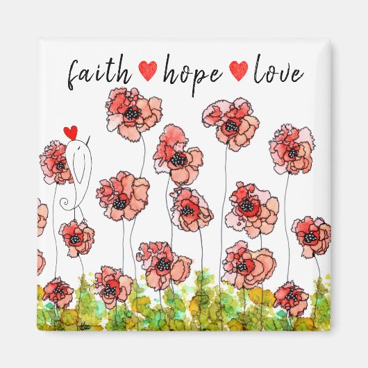 Faith, Hope and Love Poppies Flower Magnet (Voorkant)
