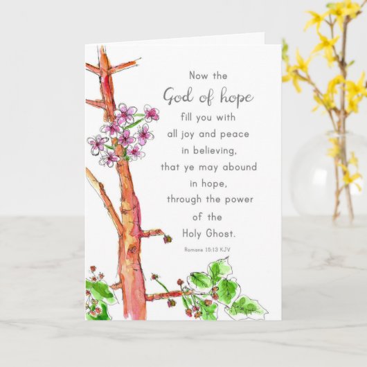 Faith Hope Bijbel Scripture Romans 15 Religious Kaart (Gele Bloem)