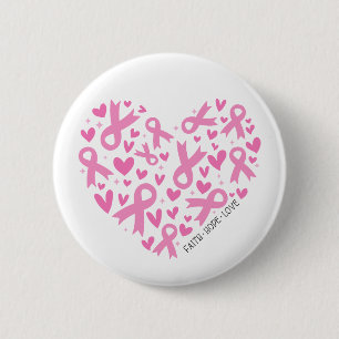 Faith Hope Borstkanker Roze Lint Bewustzijn Ronde Button 5,7 Cm