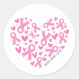 Faith Hope Borstkanker Roze Lint Bewustzijn Ronde Sticker