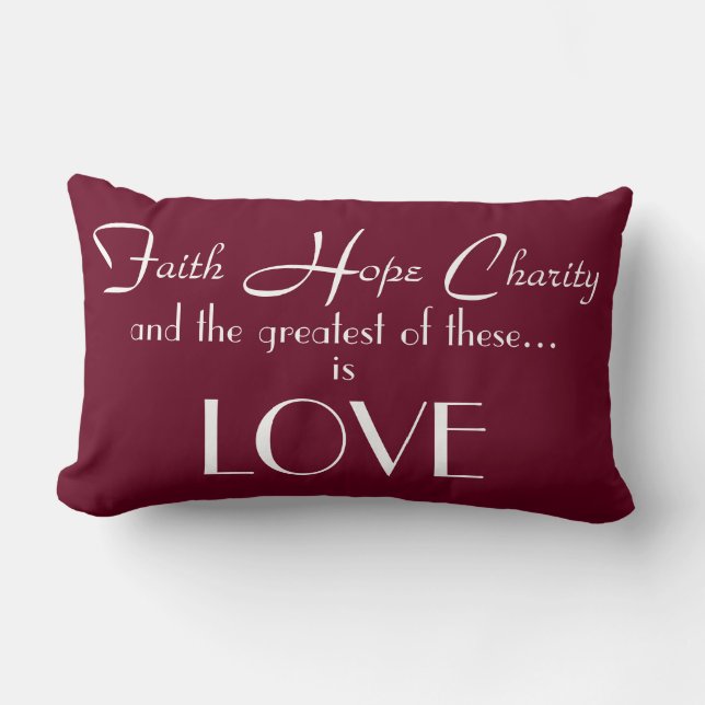 Faith Hope Charity Lumbar Pillow 13 x 21 inch Kussen (Voorkant)