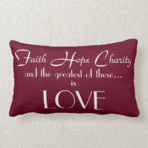 Faith Hope Charity Lumbar Pillow 13 x 21 inch