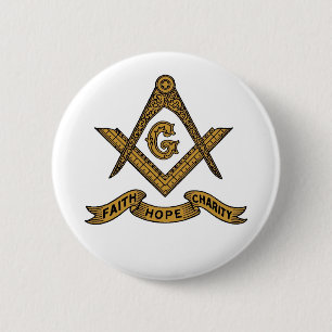 Faith Hope Charity Masonic emblem Button