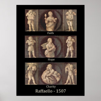 Faith Hope Charity van Raphael Poster Print