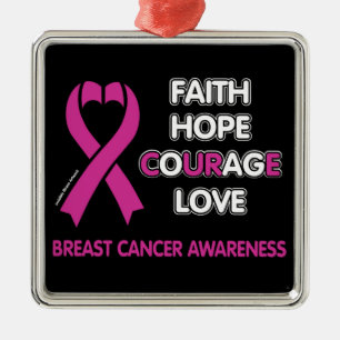 Faith Hope Courage Love... Breast Cancer Metalen Ornament