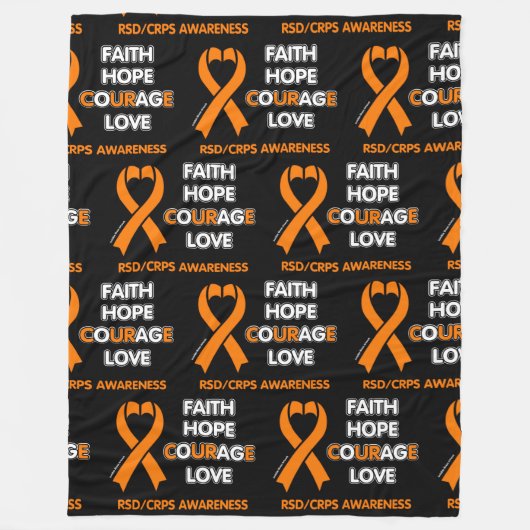 FAITH HOPE COURAGE LOVE...RSD/CRPS FLEECE DEKEN (Voorkant)