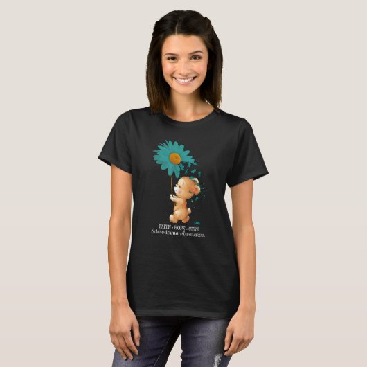 Faith Hope Cure Blauwgroen Scleroderma Awareness T-shirt (Voorkant volledig)
