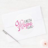 Faith Hope Cure Breast Cancer Pink Ribbon Ronde Sticker (Envelop)