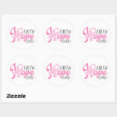 Faith Hope Cure Breast Cancer Pink Ribbon Ronde Sticker (Vel)