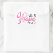 Faith Hope Cure Breast Cancer Pink Ribbon Ronde Sticker (Tas)