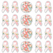 Faith Hope Cure Breast Cancer Ribbon & Florals Sticker (Voorkant)