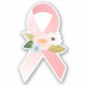 Faith Hope Cure Breast Cancer Ribbon & Florals Sticker (Voorkant)