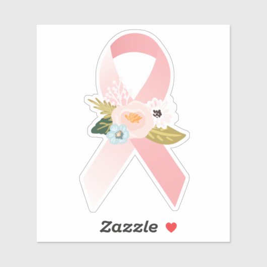 Faith Hope Cure Breast Cancer Ribbon & Florals Sticker (Vel)