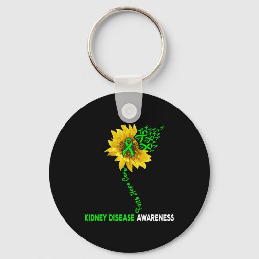 Faith Hope Cure Kidney Disease Sunflower Puzzle Pi Sleutelhanger (Voorkant)