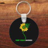 Faith Hope Cure Kidney Disease Sunflower Puzzle Pi Sleutelhanger (Voorkant)