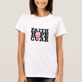 Faith Hope Cure Roze Lint - Borstkanker T-shirt