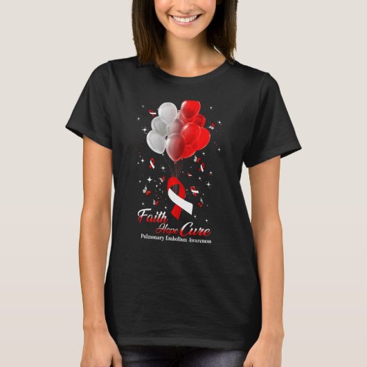 Faith Hope Cure Vlinders Rode Lint Pulmonary E T-shirt (Voorkant)