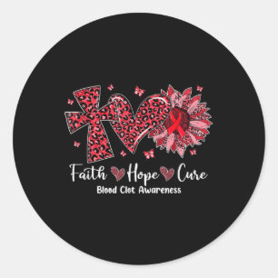 Faith Hope Cure Zonnebloem Luipaard Bloedstolsel A Ronde Sticker