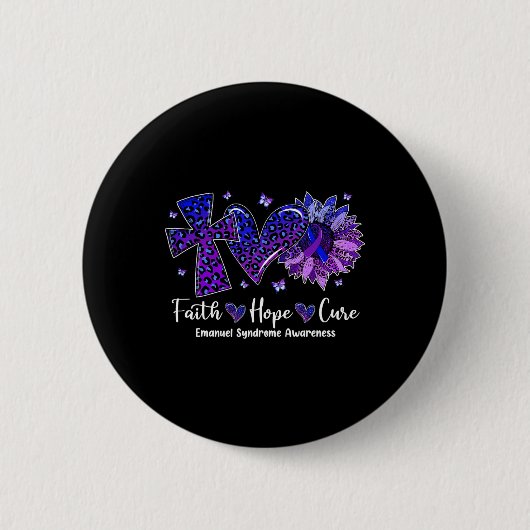 Faith Hope Cure Zonnebloem Luipaard Sikkelcel Awar Ronde Button 5,7 Cm (Voorkant)